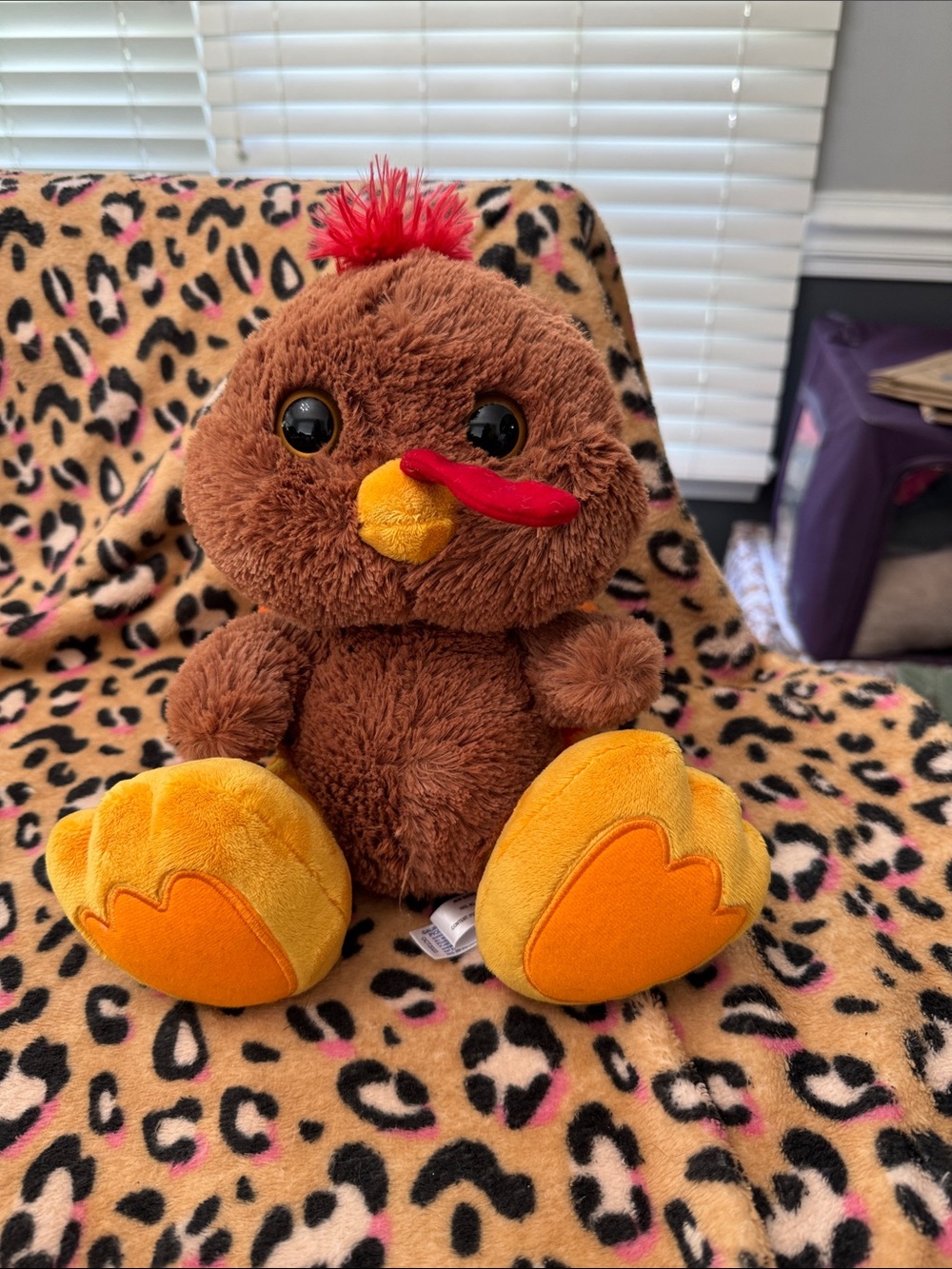 Plush Brown Chick Stuffed Animal - Soft Orange Feet